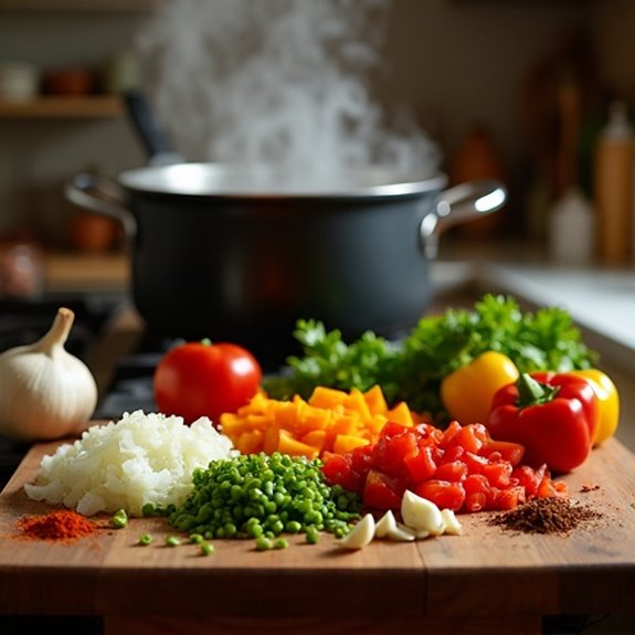 combine spices and simmer