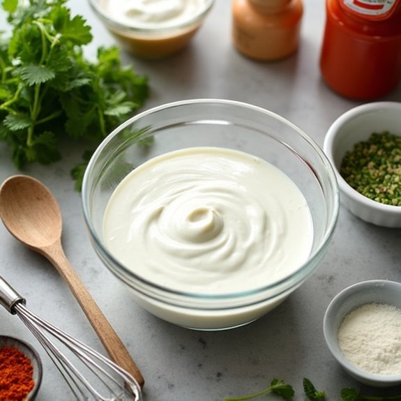 creamy yogurt dressing preparation