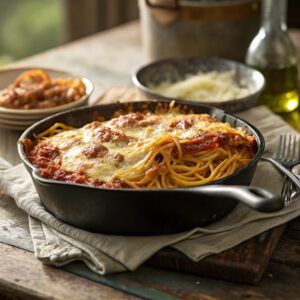 delicious baked spaghetti dish
