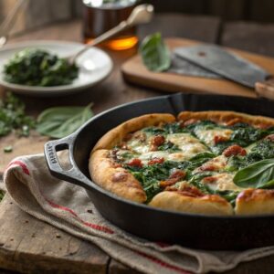 delicious spinach stuffed pizza