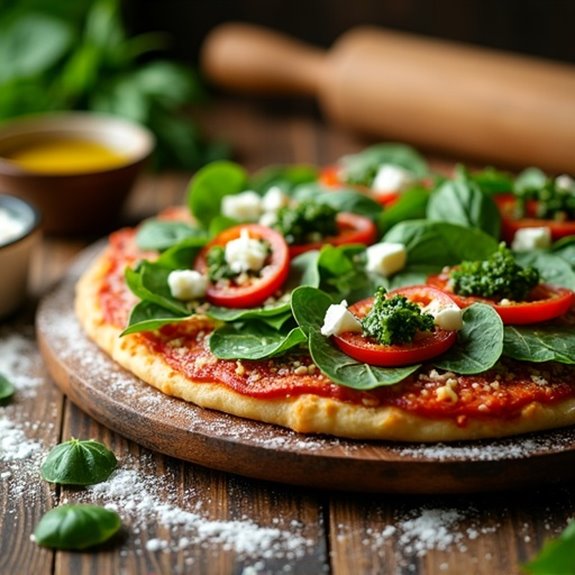 delicious stuffed spinach pizza