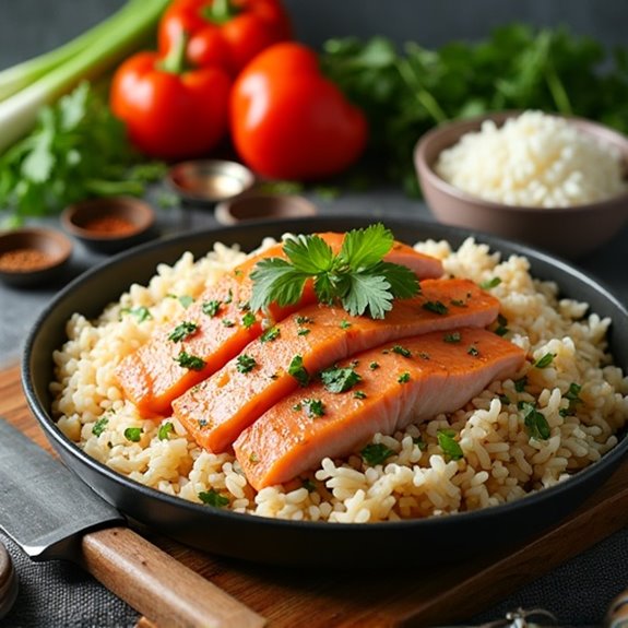 fish and rice preparation