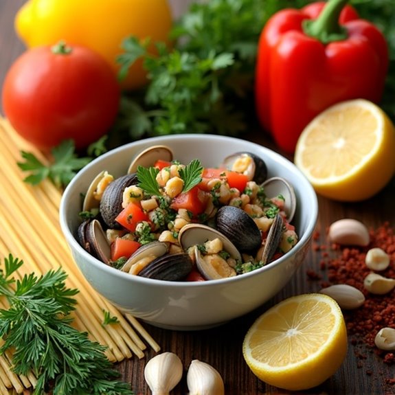 fresh veggie clam sauce ingredients