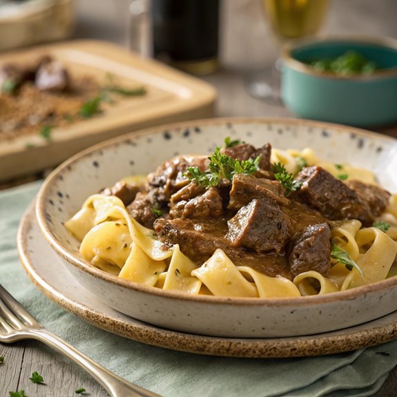 savory beef in creamy sauce