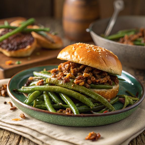 savory oriental green beans burger