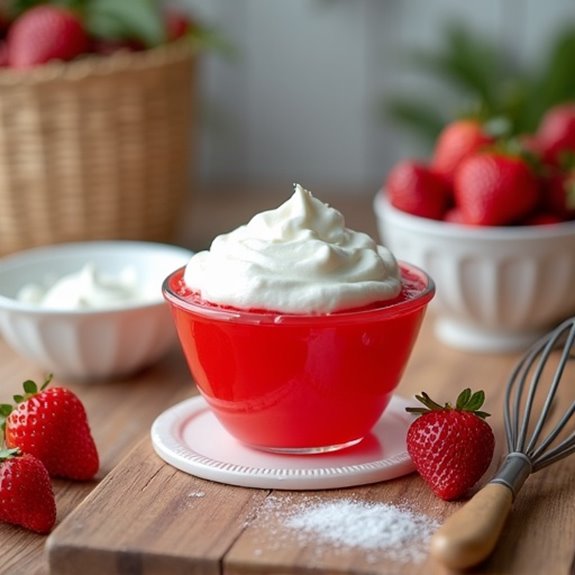 strawberry jello dessert salad preparation